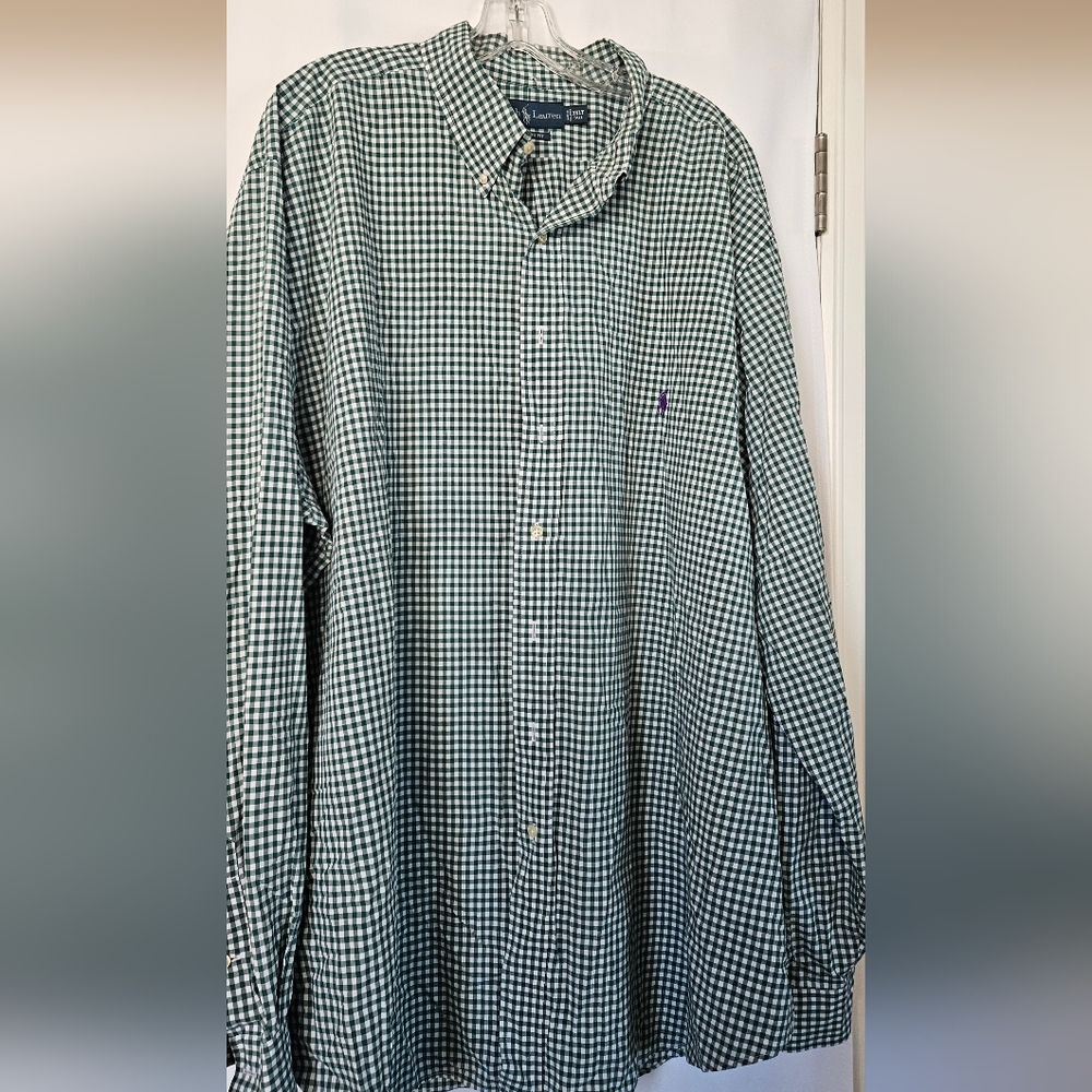 Ralph Lauren Blake Green And White Gingham Plaid Long Sleeve Shirt Size 3XLT‎ - Picture 2 of 7